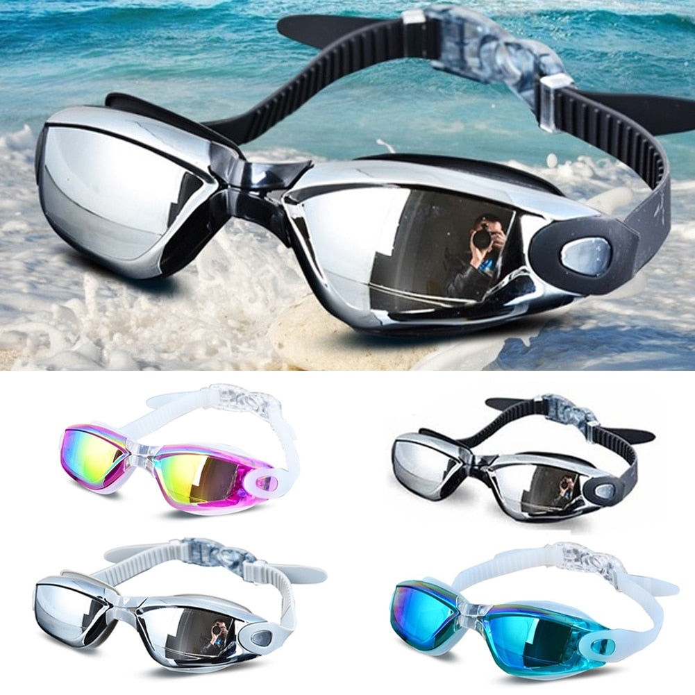 Electroplating UV Waterproof Anti fog Swimwear Eyewear Swim Diving Water Glasses Gafas Adjustable Swimming Goggles Women Men