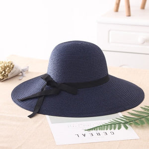 2018 Summer Women bow Sun Hat Ladies Wide Brim Straw Hats Outdoor Foldable Beach Panama Hats Church Hat Bone Chapeu Feminino