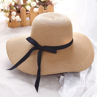 2018 Summer Women bow Sun Hat Ladies Wide Brim Straw Hats Outdoor Foldable Beach Panama Hats Church Hat Bone Chapeu Feminino