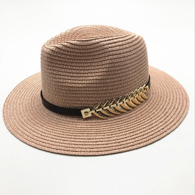 2018 new Summer British Belt Vintage Trilby flat brimmed straw hat Shading sun hat Lady fashion beach hat Unisex Jazz hat