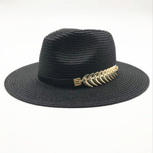 2018 new Summer British Belt Vintage Trilby flat brimmed straw hat Shading sun hat Lady fashion beach hat Unisex Jazz hat