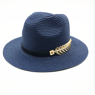 2018 new Summer British Belt Vintage Trilby flat brimmed straw hat Shading sun hat Lady fashion beach hat Unisex Jazz hat