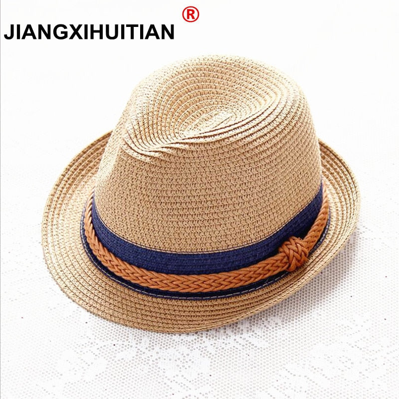 2018 Summer Jazz Women Straw Hat Beach Men Sun Hat Casual Panama Male Cap Hemp Rope Patchwork Striped Straw Hat Visor Cap