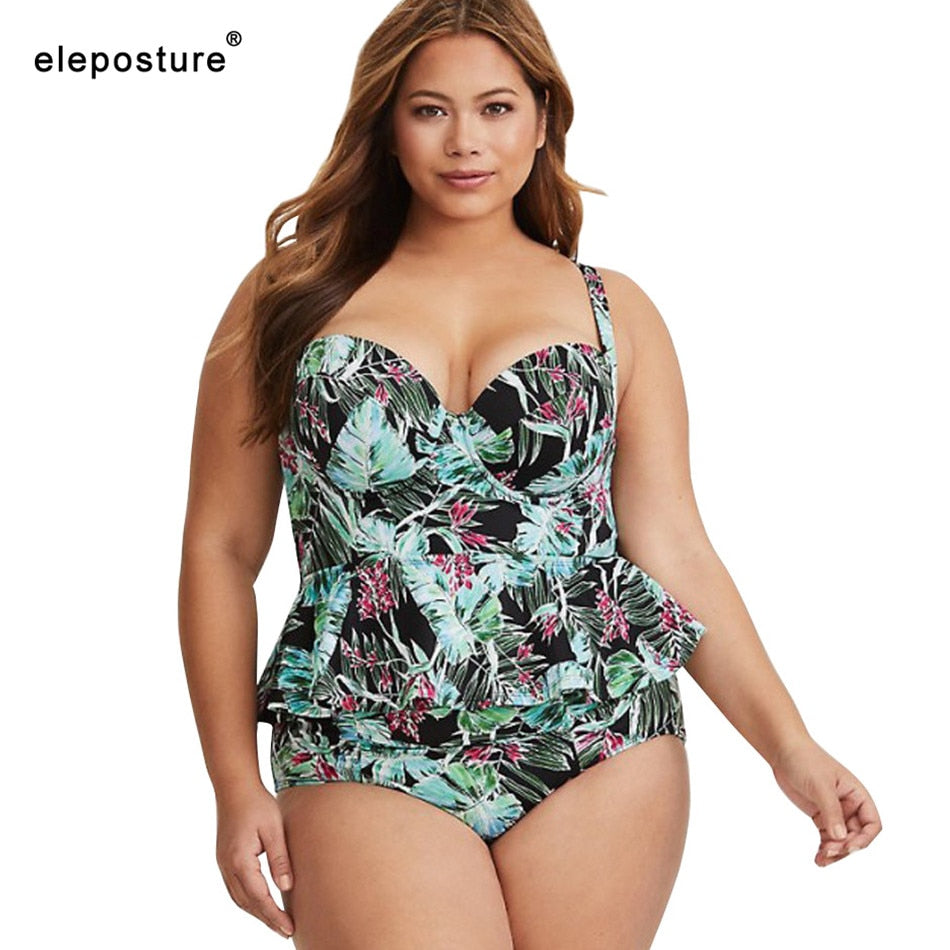 2019 New High Waist Swimsuit Plus Size Swimwear Women Push Up Bathing Suits Vintage Retro Beach Wear Swimming Suit For Women 3XL