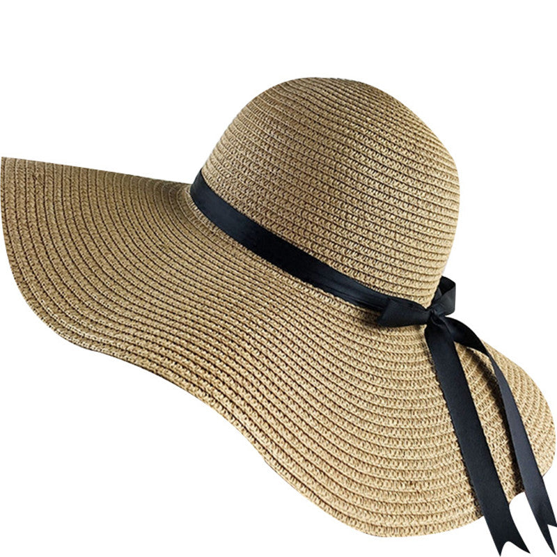 2019 simple Foldable Wide Brim Floppy Girls Straw Hat Sun Hat Beach Women Summer Hat UV Protect Travel Cap Lady Cap Female