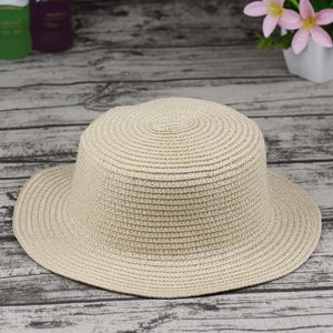 2019 Hot Parent-child sun hat women men sun hats bow hand made straw cap beach Flat brim hat casual girls summer cap 52-55-58cm