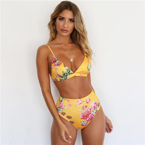 2019 Sexy Bikini Women Push Up Swimwear High Waist Swimsuit Print Bathing Suits Thong Beach Wear Swimming Suit For Women Bikini