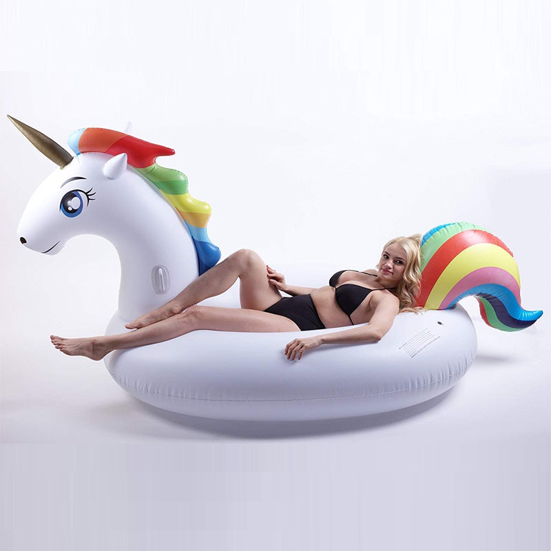 2019 New Inflatable Unicorn 200cm Giant Pool Float Rainbow Pegasus/Horse Floats Swimming Ring Fun Water Toys For Adult Kids boia