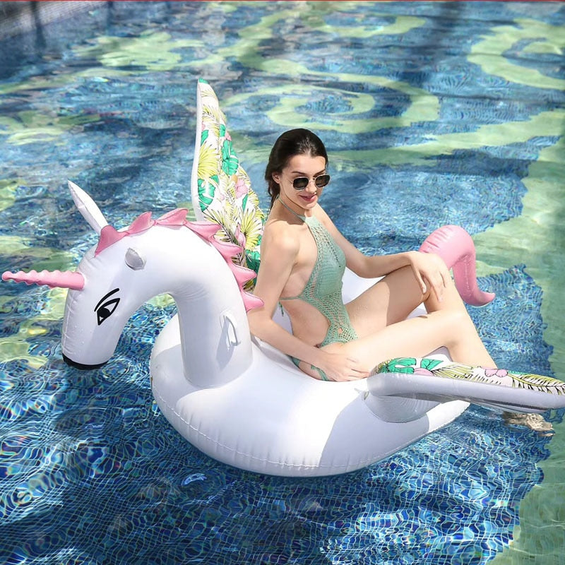 200cm Giant Inflatable Unicorn Pool Float Ride-On Pegasus Swimming Ring For Adult Children Water Party Toys Air Mattress boia