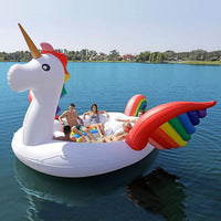 Fits Seven People 530cm Giant Peacock Flamingo Unicorn Inflatable Boat Pool Float Air Mattress Swimming Ring Party Toys boia