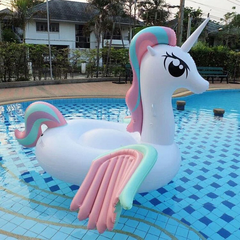 250cm Giant Rainbow Unicorn Pool Float Newest Pegasus Women Ride-on Swimming Ring Lie-on Air Mattress Inflatable Water Toys boia
