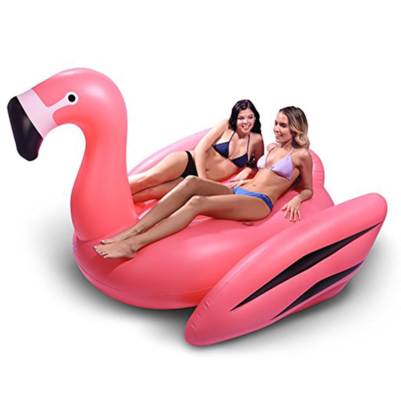 190cm 75inch Giant Luxury Pink Flamingo Inflatable Pool Float Ride-On Swan Air Mattress Swimming Ring For Adult Summer Party Toy