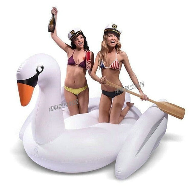 190cm 75inch Giant Luxury Pink Flamingo Inflatable Pool Float Ride-On Swan Air Mattress Swimming Ring For Adult Summer Party Toy