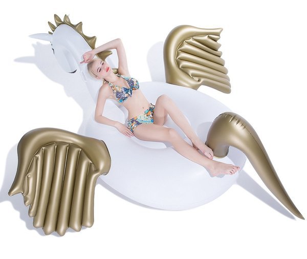 250cm Giant Pegasus Inflatable Pool Float Rainbow Unicorn Ride-on Water Party Toys Adult Beach Swimming Ring Air Mattress boia