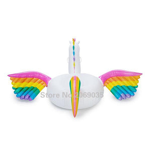 250cm Giant Pegasus Inflatable Pool Float Rainbow Unicorn Ride-on Water Party Toys Adult Beach Swimming Ring Air Mattress boia