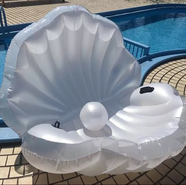 Giant Shell With Pearl Inflatable Pool Float Seashell Scallop Air Mattress Swimming Ring For Adult Women Beach Lounger Water Toy