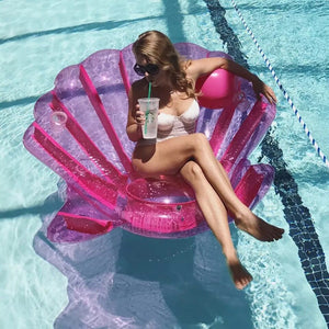 150cm Giant Inflatable Shell Pool Float with Pink Ball Swimming Ring Adult Children Floating Water Party Toys Air Mattress boia