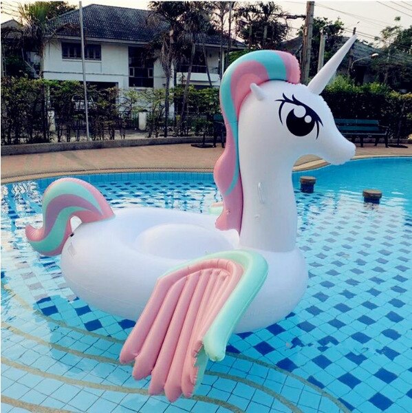 265M Giant Unicorn Inflatable Pool Float Ride-on Swimming Ring For Adult Water Toys Beach Lounger Air Mattress Floating Raft